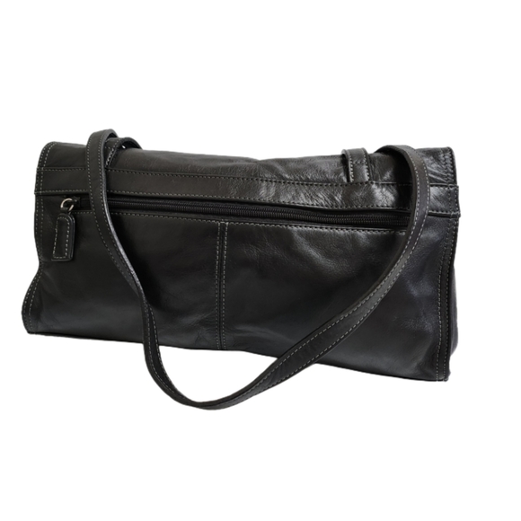 TIGNANELLO BLACK SOFT SUPPLE LEATHER SATCHEL TOTE BAG - Picture 5 of 11